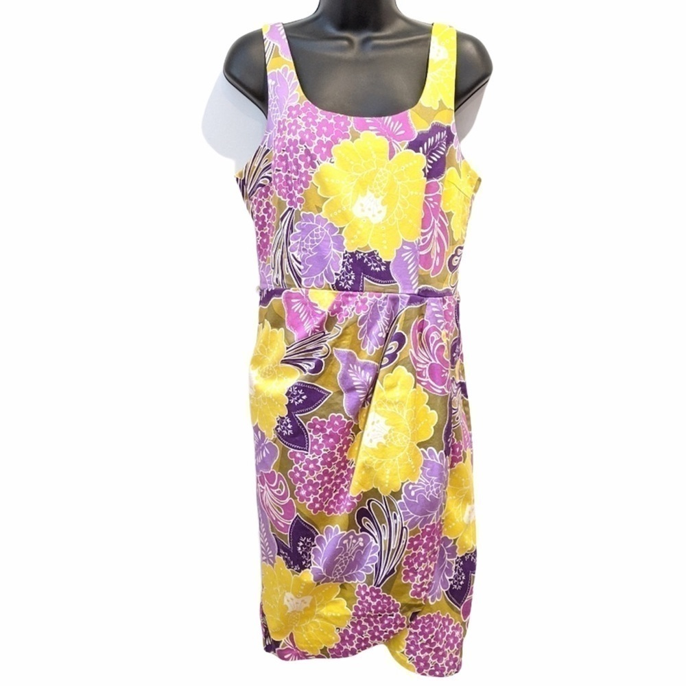 2/$20 London Times Floral Faux Wrap Tropical Dress sz 8